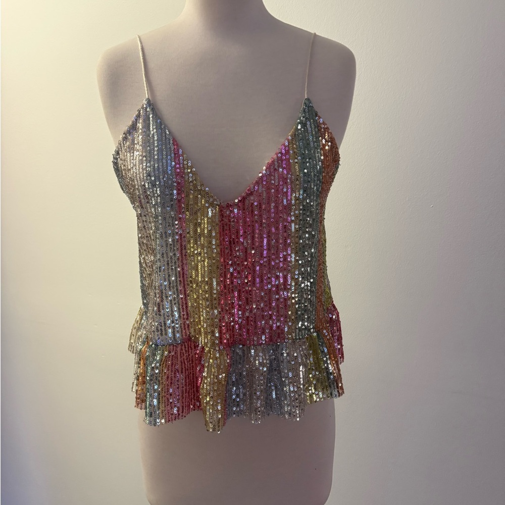 Zara Multicolor Sequin Camisole Top